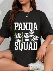 100% Cotton Cute Panda Family Graphic Panda Squad T-Shirt