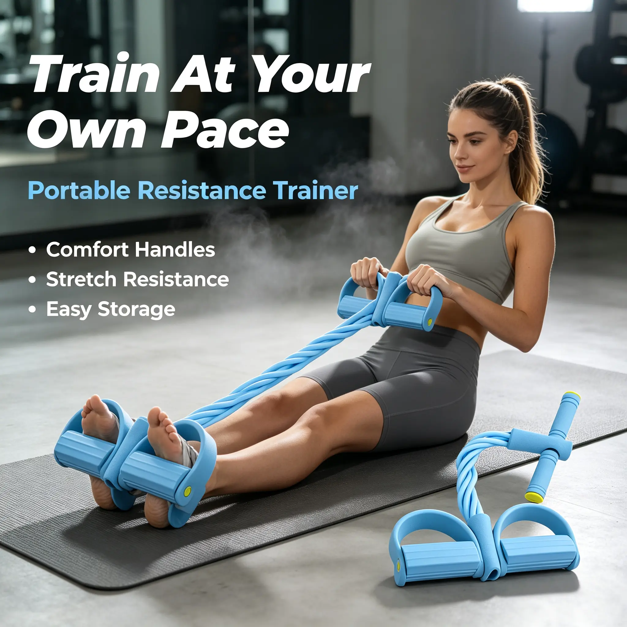Adjustable 6-Tube Natural Latex Pedal Resistance Bands, Unisex Home Gym Equipment for Full Body Workout, Arm & Leg Training, Yoga Stretching