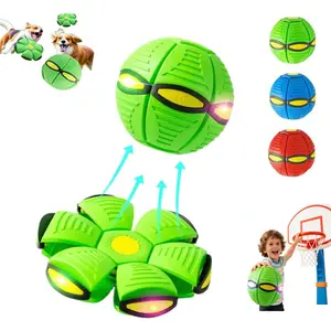 LED Light-Up Flying Saucer Ball, 6-Light Magic Deforming Bouncing Ball, Outdoor/Indoor Throw Disc Toy for Kids, Parent–Child Interactive Game Gift