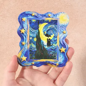 Funny Star Moon Night Refrigerator Magnet, Creative Art Design, Decoration, Perfect Home Decor Gift for Living Room Bedroom Kitchen