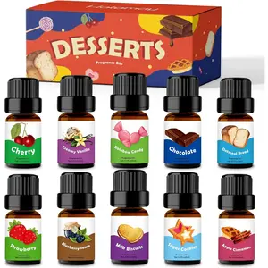 Dessert Fragrance Oils, Scented Oils Set of 10 Sweet Soap & Candle Making Scents - Creamy Vanilla, Apple Cinnamon, Cookies and More, Aromatherapy Diffuser Oils, Holiday Essential Oils Set, Springtok