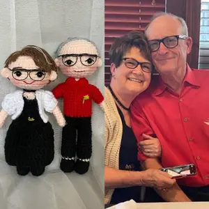 Crochet Couple Portrait Doll, Custom Couple Doll, Personalized crochet doll Look Alike Doll, Darlings Doll, Anniversary Gift, Personalized Handmade Crochet Gift For Mom Dad crochet dolls