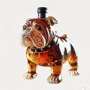 Creative Dog-Shaped Glass Decanter, Animal Theme Whiskey Bottle 10.14oz Mini Portable Wine Jug, Unique Decoration for Home Dining and Outdoor Parties, Home Bar Accessories