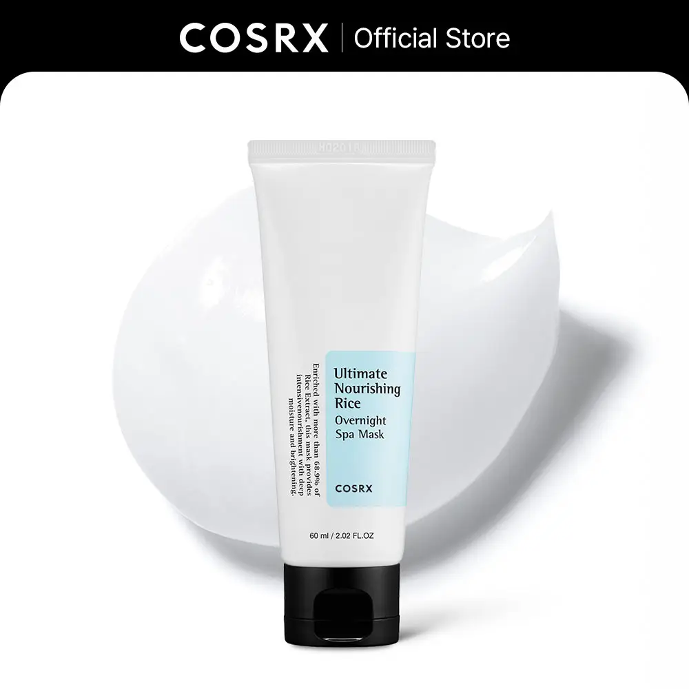[COSRX Official] Ultimate Nourishing Rice Overnight Spa Mask (60ml) | INTENSE CARE WITH 68% RICE EXTRACT FOR BRIGHTER, SMOOTHER SKIN glowing face