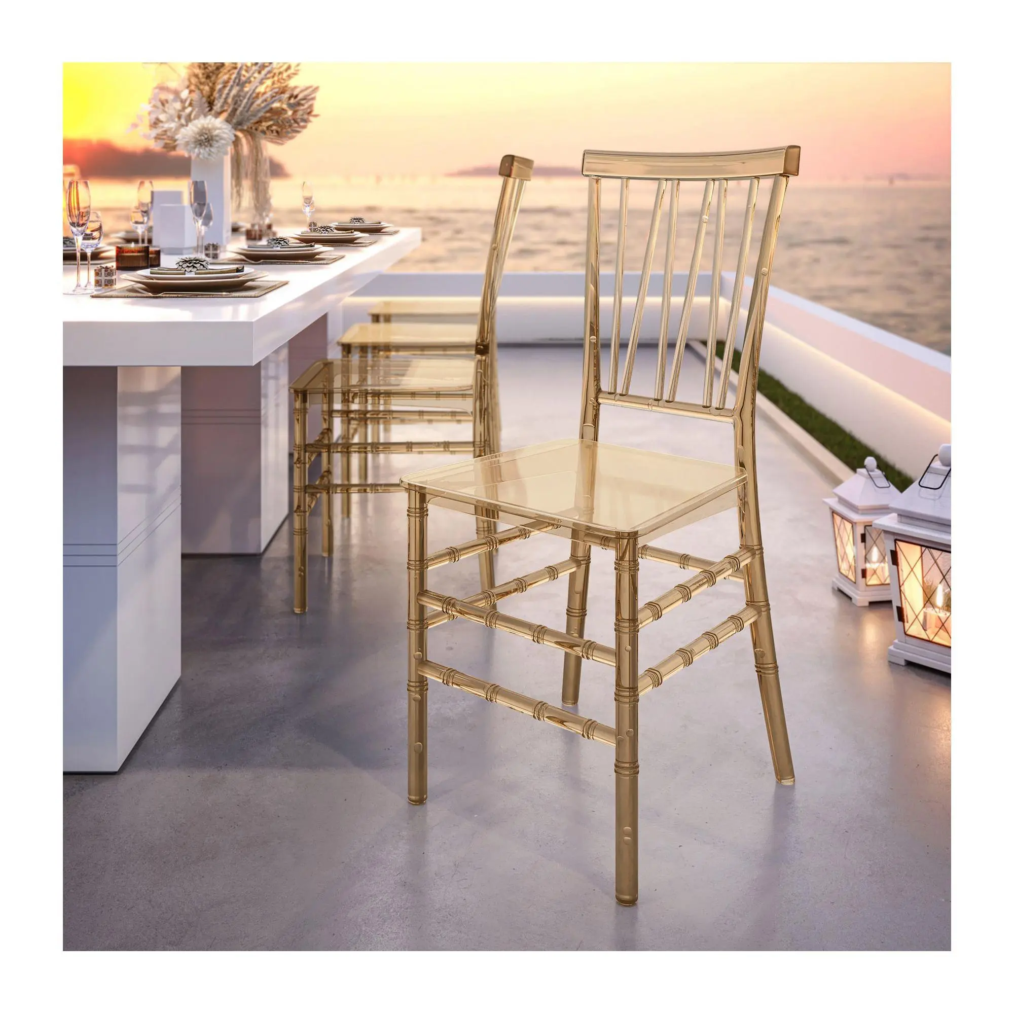 Techni Home Set of 4 Stackable Chiavari Style Acrylic Chairs Techni Home Set of 4 Stackable Chiavari Style Acrylic Chairs