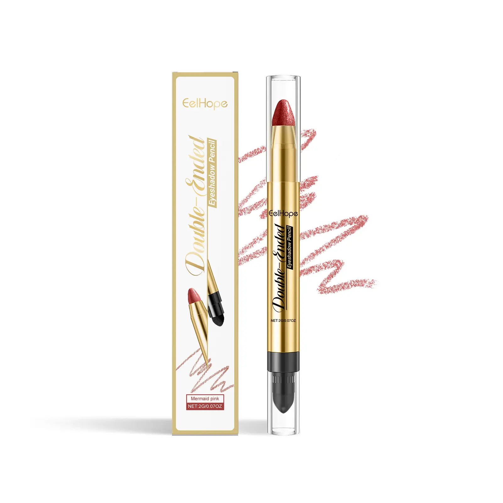 2-in-1 Glitter Eyeshadow Stick, Waterproof Cream Pencil with Blending Sponge, Smooth Lightweight Pen for Daily Makeup and Brightening, 2g palette, Dual-End, Long-Lasting, Slim Size