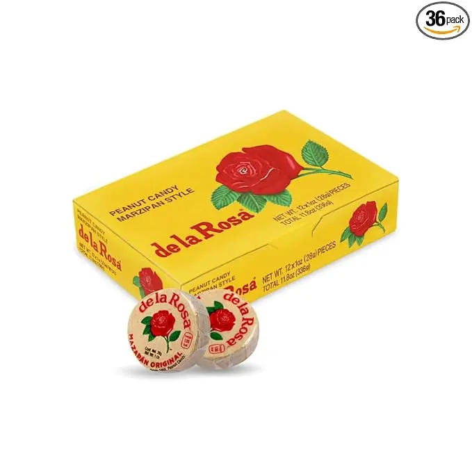 De La Rosa Mazapan Marzipan Peanut Candy 3 Small Boxes 36 Pieces Total Crunchy Sweet Snack Perfect for Parties