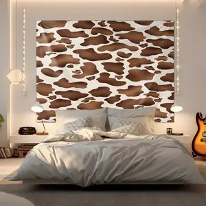 Cowhide Print Tapestry, Rustic Wall Hanging Tapestry, Seamless Digital Print Wall Tapestry, Chic Home Decor, Perfect for Bedroom, Living Room, Farmhouse Aesthetic, Unique Wall Art.