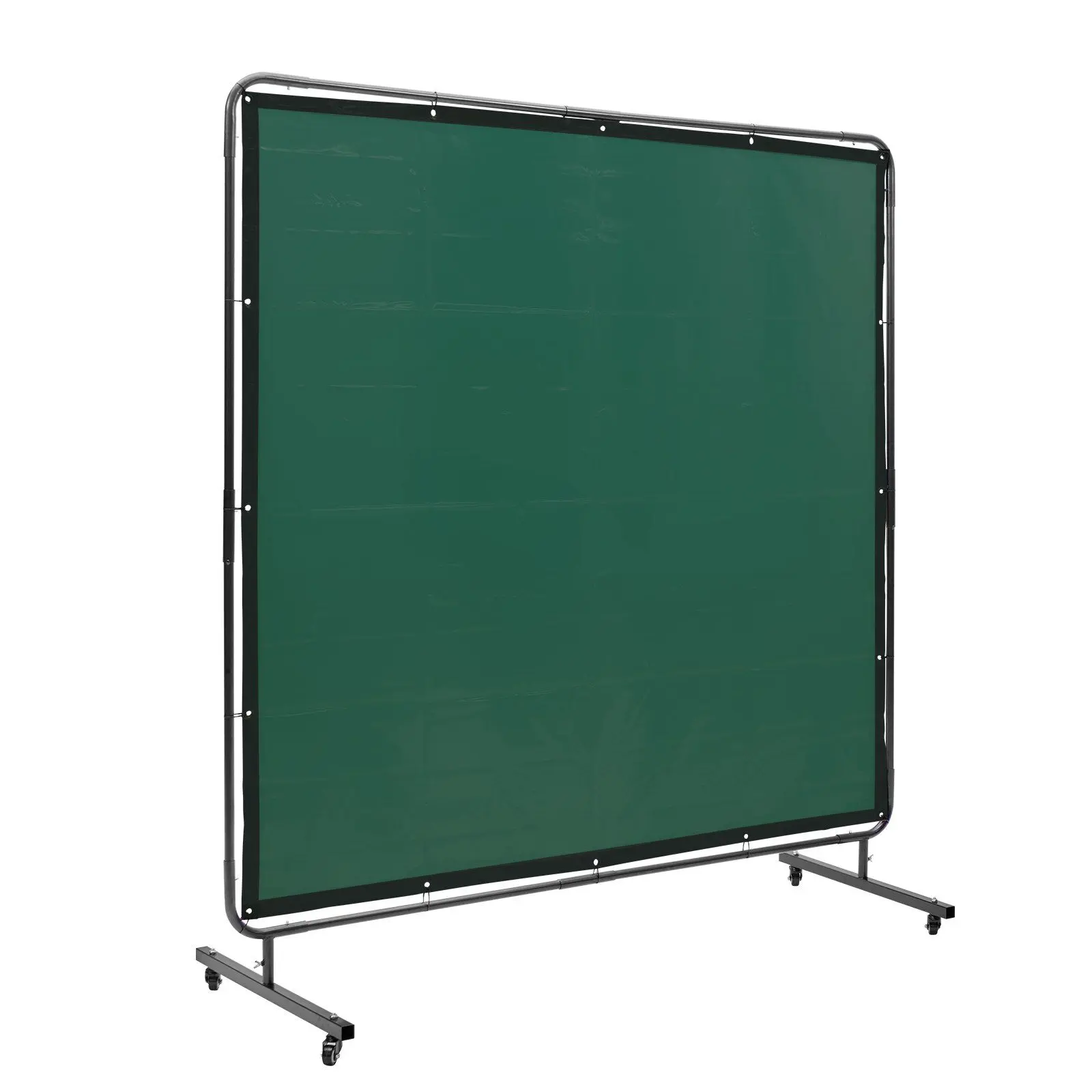 VEVOR Welding Screen with Frame, 6' x 6' Welding Curtain Screen, Flame-Resistant Vinyl Welding Protection Screen on 4 Swivel Wheels (2 Lockable), Moveable & Professional for Workshop/Industrial, Green