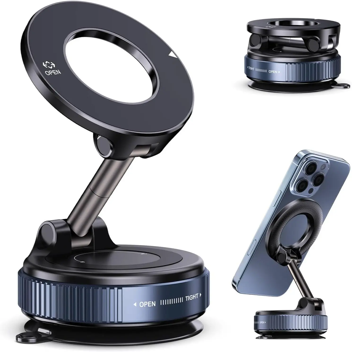 Magnetic Phone Holder for Car, Car Cell Phone Holder, [120+ LB Strongest Suction & 2800gf Magnetic] 360° Adjustable for Magsafe, iPhone 17 Pro Max 16-12 Plus With Suction Cup