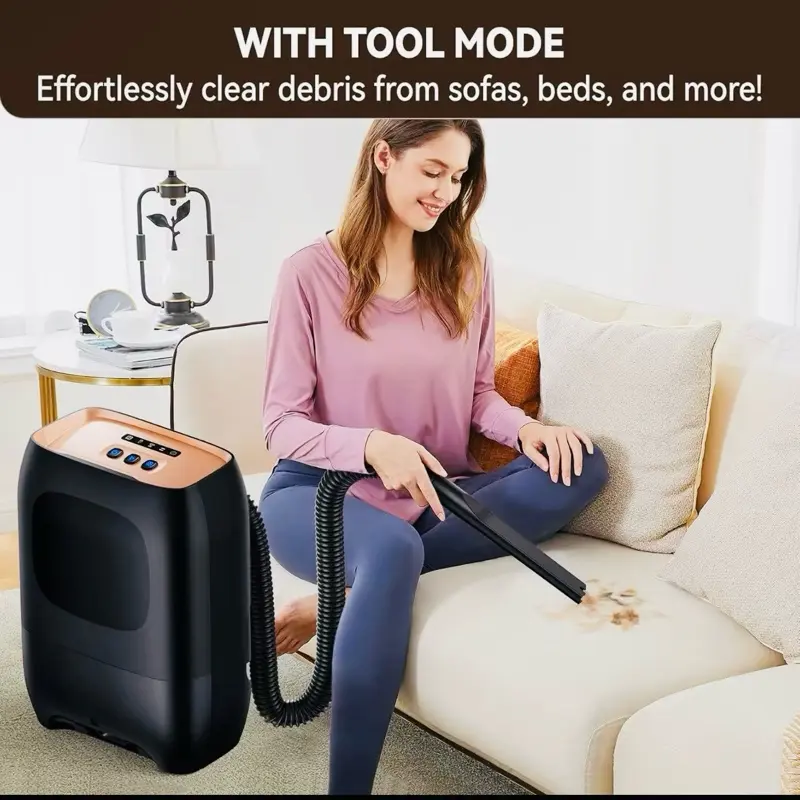 Touchless Salon Vacuum Cleaner with Tool Mode Automatic Dustpan HEPA Filter for Hair & Debris Cleaning