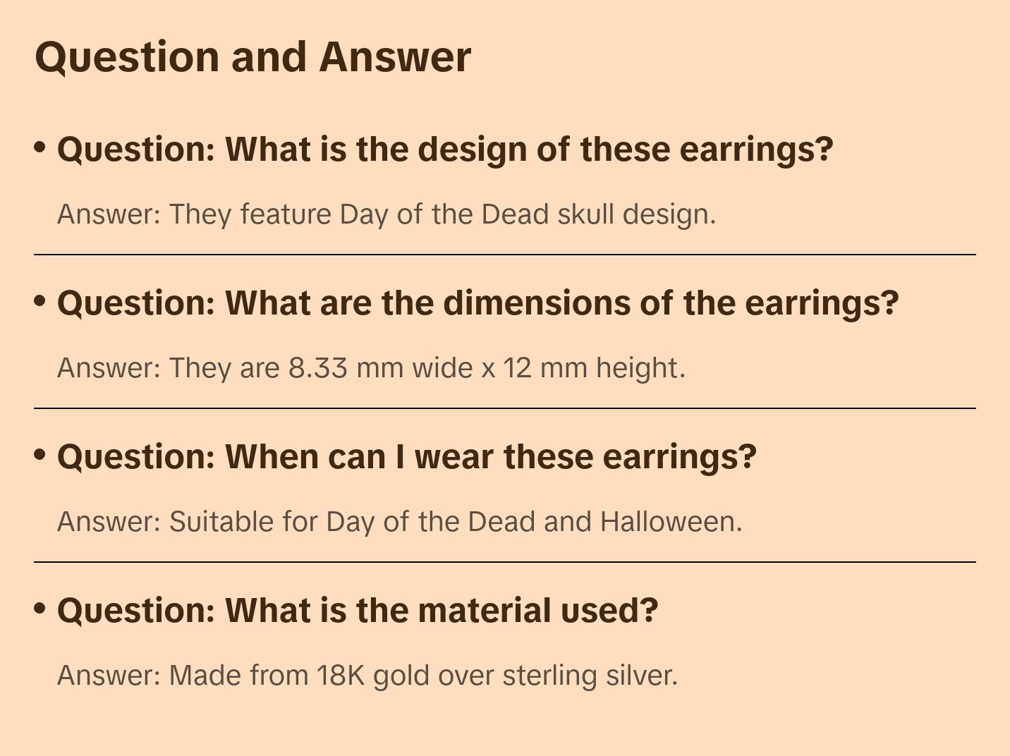 SONIA HOU Day of the Dead Skull Stud Earrings - 18K Gold Over Sterling Silver | S925 Dia De Los Muertos Chic Fashionable Exquisite Fashion Design