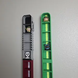 Light Saber Doorables Shelf Set - Mini Figure Display for Star Wars Fans - 20 Single Shelves - 38.25" L x 2.25" W - 3D-Printed PLA - Jedi Green & Sith Red Options