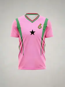 Ghanaian national flag football jersey. Breathable and moisture-absorbent fabric. Suitable for team training, outdoor sports and summer parties. Regular round-neck digital print that does not fade. "V" neck that does not deform.