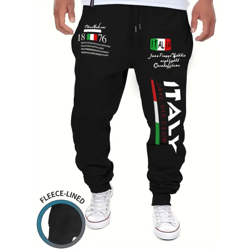 New Style Drawstring Loose Casual Men's Fashion Jogger Cuffed Pants - ITALY Letters Print Sweatpants - Spring Autumn Running Jogging Outdoor Fitness Holiday Daily