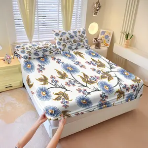 Fresh Farmhouse Floral Sheet Set, Decorative Bedsheet Sets, Comfortable Printed Pattern, Includes 1 Fitted Sheet & 2 Pillowcases, Natural Plant Softness, Comfy Bed Sets