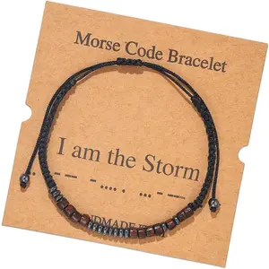 Morse Code Bracelets for Women Men Gifts for Her   Funny Inspirational Bracelets for Women  Adjustable Silk Beaded Wrap Bracelet