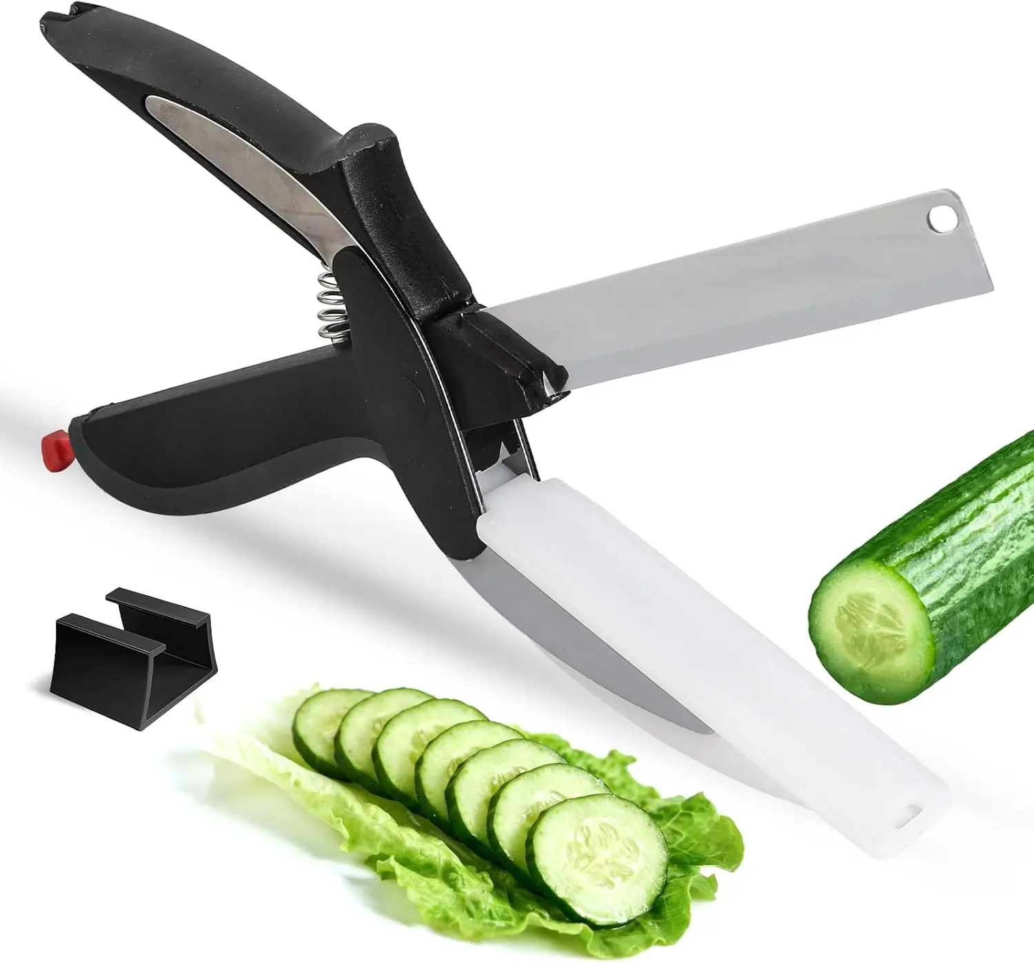 9.5in 2-in-1 Kitchen Scissors with Stainless Steel Blade, Plastic Cutting Board and Safety Lock - Multi-Functional Kitchen Utensil for Soft Vegetables, Cheese, Fruit Cutting