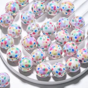 Acrylic Straight Hole Beads Set, Acrylic Bead Mix, Cute Heart Print Beads, Perfect for DIY Bracelets Crafts, Valentine's Day Gift for Girls