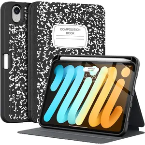 iPad Mini 7 (A17 Pro) 2024 / iPad Mini 6 2021 8.3 Inch Case with Pencil Holder-Auto Wake/Sleep, Slim Protective Case with Soft TPU Back Cover for 7th/6th Generation iPad Mini (Book Style)