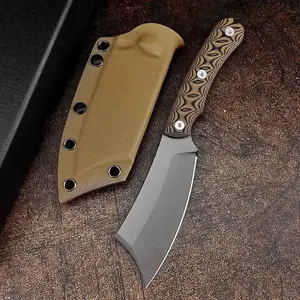 Outdoor Jackdaw EDC Cleaver High Quality Fixed Knives 8Cr13MoV Steel Useful Outdoor Tool G10 Handle with Sheath for Camping Fishing, Gifts for Men