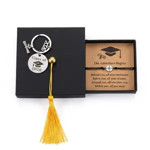 Graduation Gift Bracelet for Her Him 2026 – Stainless Steel Charm Jewelry for Kindergarten High School College 5th 8th Grade Teen Girl Boy Daughter Senior Student Nurse Middle School with Cap Box
