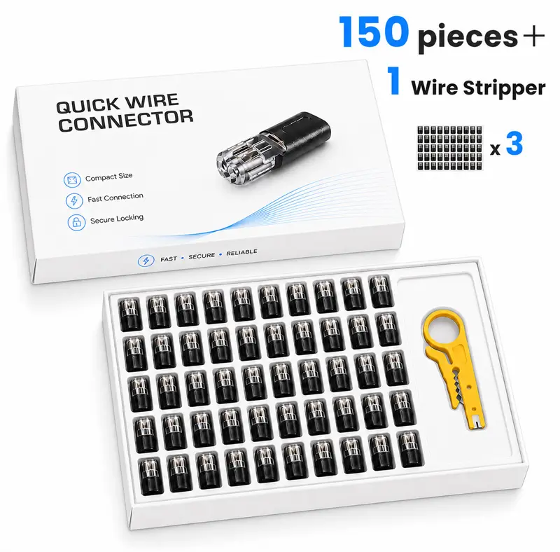 150pcs pluggable LED 2-pin dual cable connector, universal compact wire terminal, no need for quick wire splicing connector, D2 cable connector