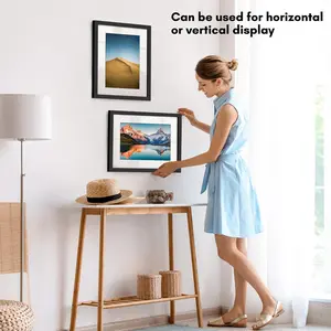 11x14 Picture Frame with Shatter-Resistant Glass - Use as 8x10 Frame with Mat or Display 11x14 Photo Without Mat - Signature Collection - Picture Frames for Wall Display - Black Decor Artwork Hanging Installation Wood