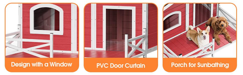 Dog House with Insulated Liner and Porch, Large Insulated Dog House Keep Warm in Winter Outdoor, Weatherproof and All-Around Iron Frame Design Dog Home for Small Medium Large Breed Dogs（47.05"D x 39.57"W x 29.53"H）