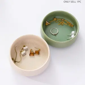 1pc Ceramic Jewelry Organizer Tray, Round Shape, Universal Setting, Multi-Functional Home Storage Dish, Ring Earring Holder