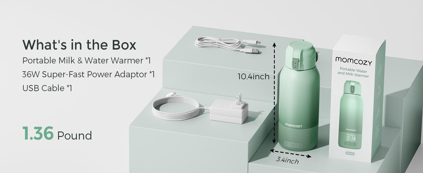 Momcozy Portable Milk Warmer for Travel – Dual Heating Modes for Breast Milk & Water, Portable Bottle Warmer with Fast Heating & Long Battery Life, 17 Ounces Large Capacity to Meet Your All-Day Needs