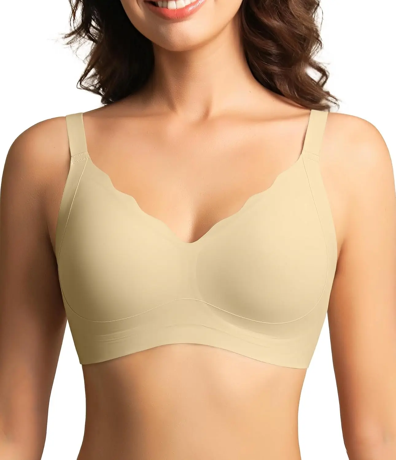 OVESPORT Women's Wireless Full Coverage Bras - Adjustable Buckle Straps, Light, Soft, Seamless, No Underwire, Push Up, Sexy, Plus Size, Supportive Lifting Wrap Bras for Women Everyday Wear