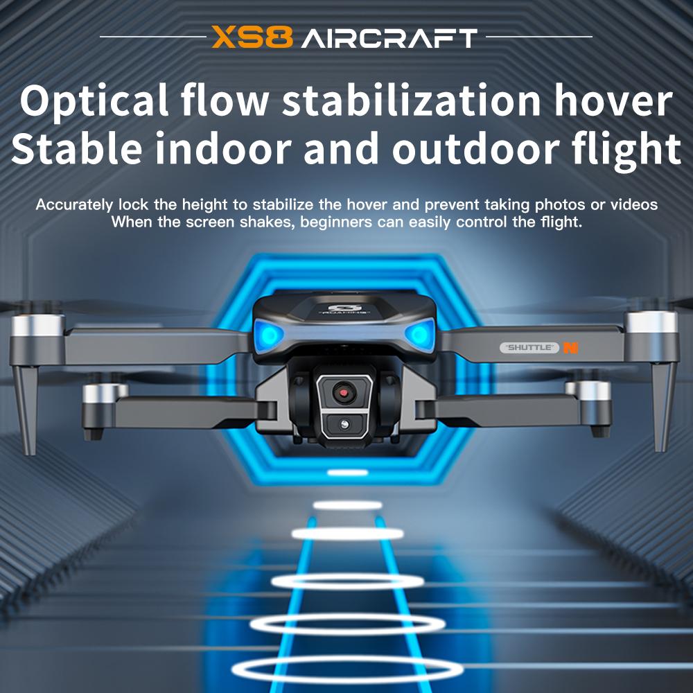 Drone with 8K  Dual Camera, 2000m / 6562ft Long Range for Beginners, Large Remote Screen & Body LCD Display, Brushless Motors, Optical Flow Stable Quadcopter, 2 Batteries