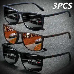 3-Pack Unisex Square Polarized Sunglasses – Anti Glare UV400 Protection Sun Shades For Summer Party Vacation Driving Fishing