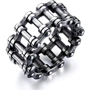 Men's Stainless Steel   Biker Ring Antique   Hop Punk  Chain Rings Band