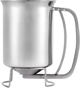 800ml Stainless Steel Pancake Batter Dispenser -  for Baking,Cupcakes,Muffins-Cooking Crepes,Waffles- Easyflow Spout -Measuring Gauge in Mls and cups