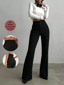 Women's High Waist Straight Leg Pants, Casual Elegant Commuter Trousers, Perfect for Daily, Office, Home, Dates, Small Parties