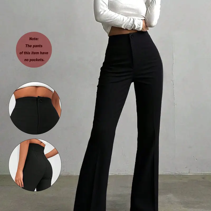 Women's High Waist Straight Leg Pants, High Rise Slim, Basic Casual Elegant Commuter Trousers, Perfect for Daily, Office, Home, Dates, Small Parties, High Waisted Trouser