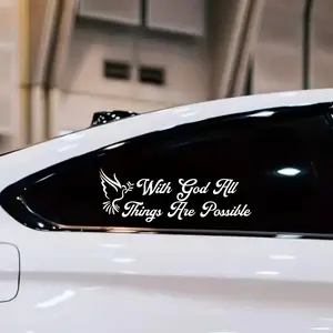 1PC Faith-Style Inspirational Logo Car Sticker | For Car Doors, Notebooks, “With God All Things Are Possible” Decor, Hide Warm Vibe in Every Trip, Faith Details on Your Ride