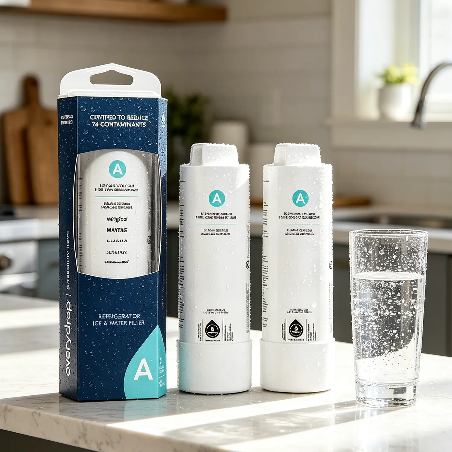 Replacement for Genuine EveryDrop Refrigerator Water Filter A, EDRARXD1 Cartridge – UL Certified Under NSF/ANSI 42, 53 & 401 to Reduce Lead, Pharmaceuticals & 72 Other Contaminants – Easy Twist-In Install – 200 Gal Capacity
