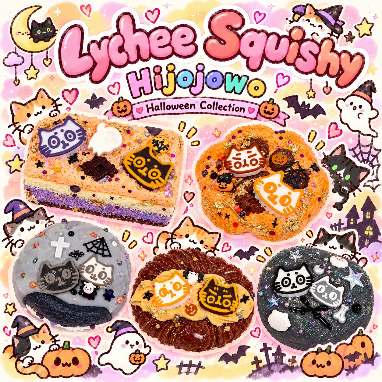 HiJoJoWo Taba Squishy Handmade Squishy Silicone Squishy Slow Rising Stress Relief Toy Kawaii Cat Squishy | Lychee Squishy
