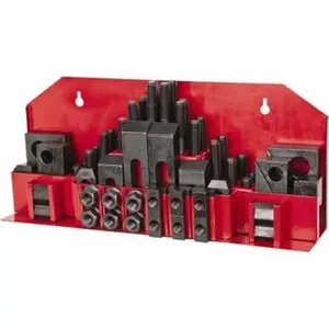 Value Collection 52 Piece Fixturing Step Block & Clamp Set with 1" Step Block, 3/4" T-Slot, 5/8-11 Stud Thread 1-1/4" Nut Width, 3, 4, 5, 6, 7 & 8" Stud Lengths 400-3750