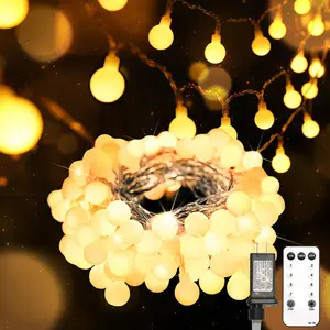 String Lights for Bedroom 33ft 100 LED Connectable Globe Indoor Fairy Lights with Remote Control Warm White IP44 Waterproof UL Certified for Classroom Dorm Outdoor Christmas Tree Decor 8 Modes Expandable Design