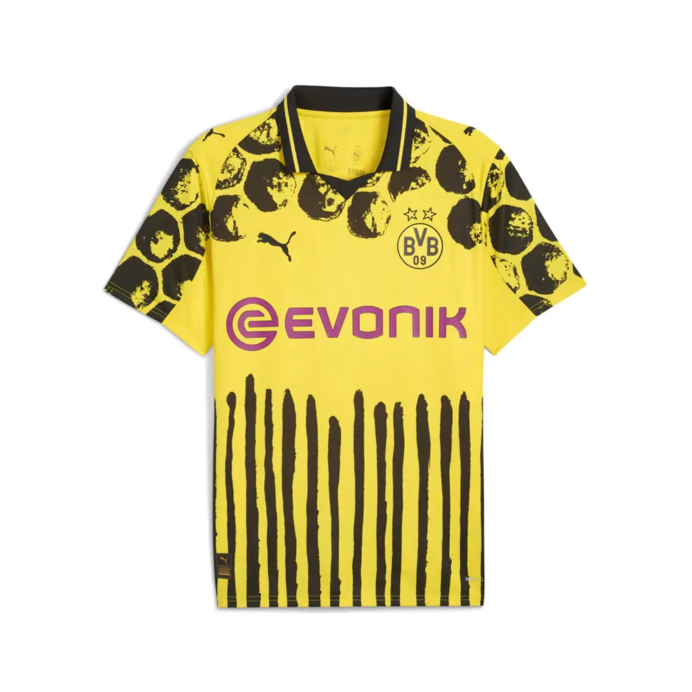 PUMA Mens X Kidsuper Borussia Dortmund Collared Short Sleeve Jersey Replica Casual - Black, Yellow