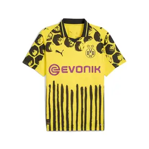 PUMA Mens X Kidsuper Borussia Dortmund Collared Short Sleeve Jersey Replica Casual - Black, Yellow