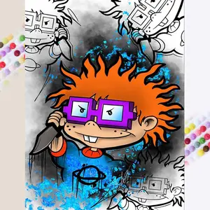 5D DIY Full Diamond Round Drill Paint - Diamond Painting Kit Cartoon Characters Mosaic Canvas DIY Wall Art, Home Wall Decoration