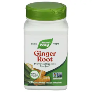 Nature's Way Ginger Root 1,100 mg 100 Vegan Capsules - Digestive Support & Motion Comfort Non-GMO Authentically Sourced