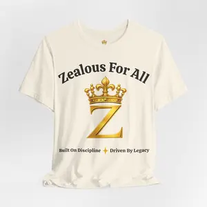 Unisex Luxury Zealous For All T-Shirt (Gold/Black Words, Big Logo T-shirt)