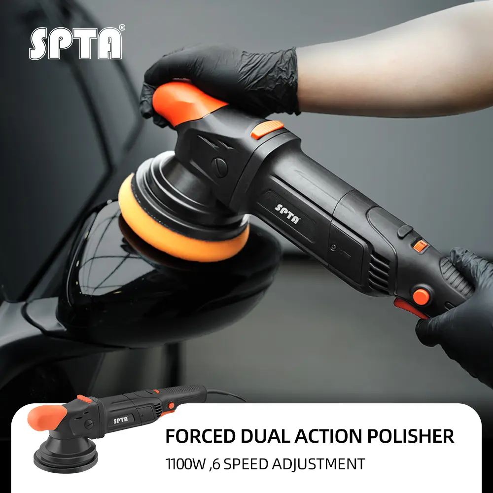 SPTA CP503 1100W 5Inch Forced Dual Action Polisher ,8mm Orbit Car  Polisher Machine with 5-Meter Long Power Supply Cord For Car Polishing and Waxing