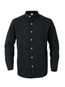 Men's Striped Long Sleeve Casual Shirt Spring Autumn, High-End Youth Linen Blouse, New Arrival 2026 Fashion Loose Shirts